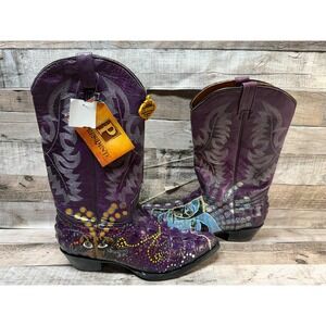 New El Presidente Gold Collection Cowboy Boots Mardi Gras Themed Size 9 US 28 MX